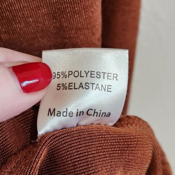 Princess Polly Long Sleeve Collared Mini Dress Side Ring Detail Brown Size US 4 - Picture 8 of 9